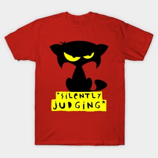 Funny black cat T-shirt – Silently judging (Mozart) – red T-Shirt